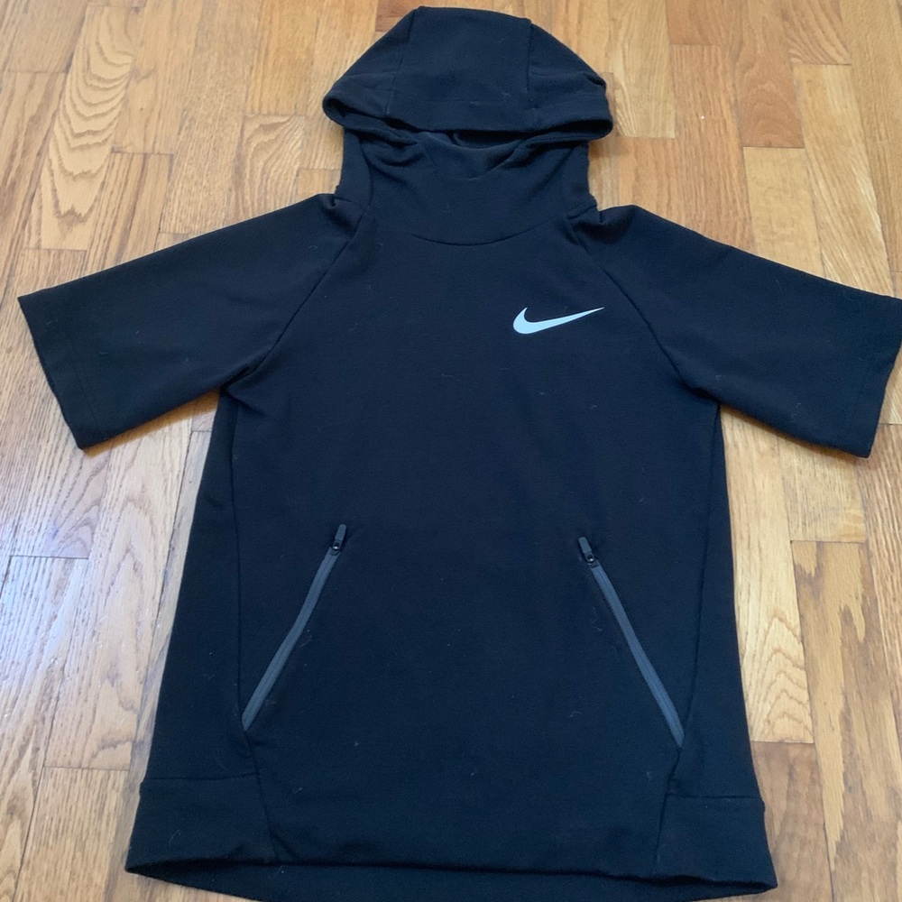 Nike Black Dri-FIT Short Sleeve Hoodie Performance Sports Boys Sz M , Excellent